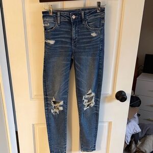 American Eagle Outfitters Ripped Blue Skinny Jeans